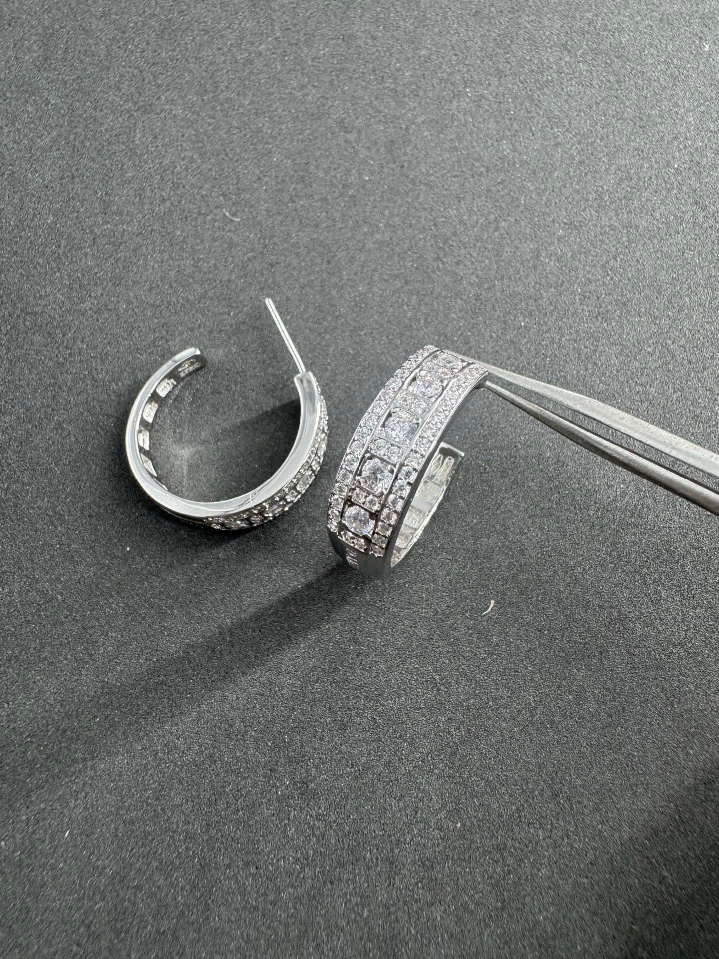 Chrome Hearts Elegant Silver Hoop Earrings with Diamond Accents